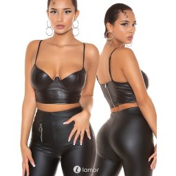 * KOUCLA Zwarte wetlook Crop top bustier