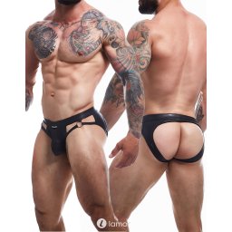 * CUT4MEN Zwarte Wetlook Jockstrap, BL4CK02