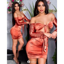 * KOUCLA Geplooide satijnen off-shoulder jurk