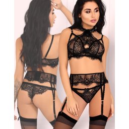 * LIVCO CORSETTI Zwarte 3-delige lingerie set, Majalesa