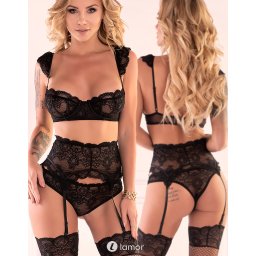 * LIVCO CORSETTI Zwarte 4-delige lingerie set Irissan
