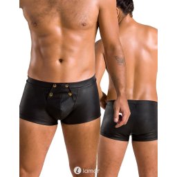 * PASSION MENSWEAR Zwarte lederlook Heren short, PA050