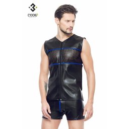 * Code8 by XXX COLLECTION Eco-leder mouwloos shirt ( XS-S-M-2XL-3XL-4XL)