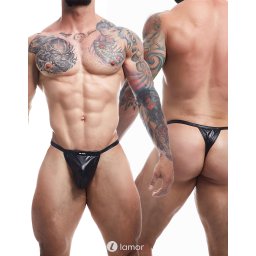 * CUT4MEN Zwarte Wetlook Boost String, BL4CK06