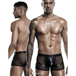 * SARESIA Heren boxer wetlook en tule