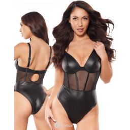* AXAMI Zwarte Body latexachtig met Tule, AX10590