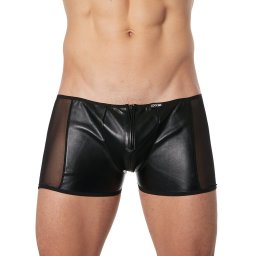 * LOOK ME Lederlook heren short met transparante zijkanten (S)