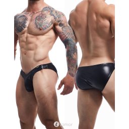 * CUT4MEN Zwarte Wetlook Bikini Slip, BL4CK04