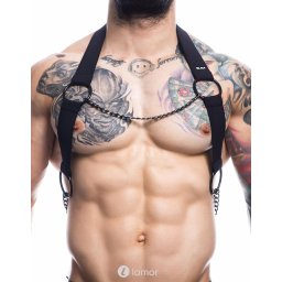 * CUT4MEN Zwarte Borstharnas03 met ketting
