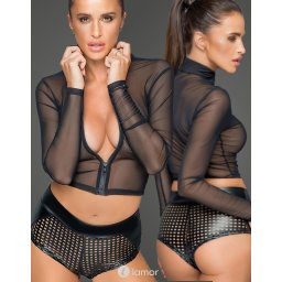 * NOIR handmade Tule top met ritssluiting, F220