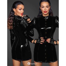 * NOIR handmade Lak jurk met druksluiting -F246
