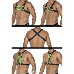 * CUT4MEN 4-way Zwart/Groen Lederlook harnas06