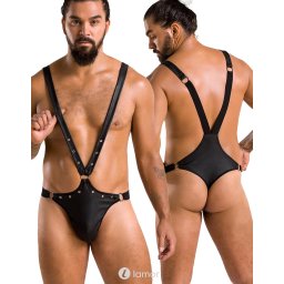 * PASSION MENSWEAR Zwarte Mesh Heren stringbody, PA028
