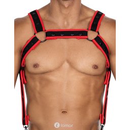 * CUT4MEN Zwart/Rood Neopreen borstharnas05