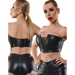 * DEMONIQ Zwarte lederlook top, Hilda