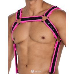* CUT4MEN Zwart/Roze Neopreen borstharnas05