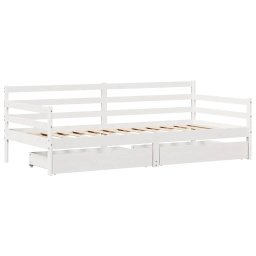 vidaXL Slaapbank met lades 90x190 cm massief grenenhout wit