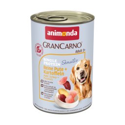 Voordeelpakket: 24x400g animonda GranCarno Adult Sensitive Puur Kalkoen & Aardappelen Honden Natvoer