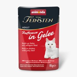 Voordeelpakket: 48x85g Animonda Vom Feinsten Adult Raffinesse in gelei rijk aan kip met rund natvoer voor katten