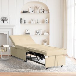 vidaXL Uittrekbare Slaapbank Crème 194 x 50 x 82 cm Stof
