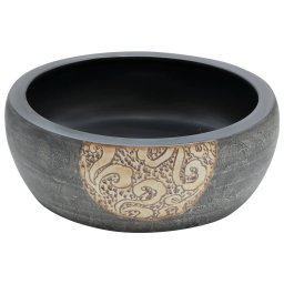vidaXL Opzetwasbak rond Φ41x14 cm keramiek zwart en bruin