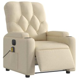 vidaXL Massagestoel elektrisch verstelbaar stof crèmekleurig
