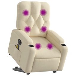 vidaXL Sta-op-massagestoel elektrisch verstelbaar stof crèmekleurig