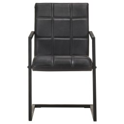 vidaXL Eetkamerstoelen 2 st echt leer zwart