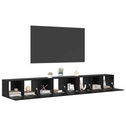 vidaXL Tv-meubelset 4 st 60 x 30 x 30 cm Zwart Eiken