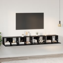 vidaXL Tv-meubelset 4 st Zwart Eiken Bewerkt hout