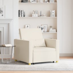 vidaXL Uittrekbaar slaapbank eenpersoons Crèmewit 90 x 165 x 87 cm