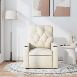 vidaXL Massagestoel verstelbaar stof crèmekleurig