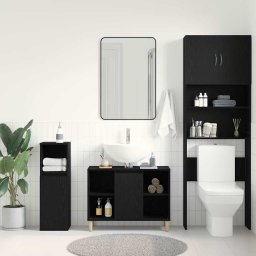 vidaXL Spoelbakkast 80x33x60 cm bewerkt hout zwart eikenkleurig