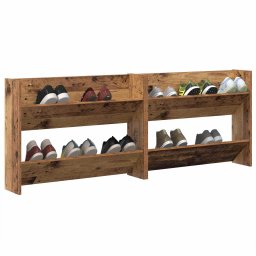 vidaXL Schoenenkast 2 st 80 x 18 x 60 cm Bewerkt hout Oud hout