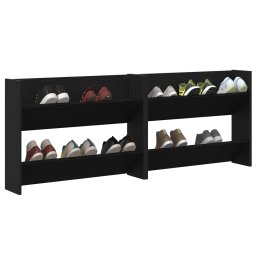 vidaXL Schoenenkast 2 st 83 x 18 x 60 cm Bewerkt hout Zwart eiken