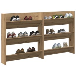 vidaXL Schoenenkast 2 st 85 x 18 x 90 cm Bewerkt hout Artisanaal eiken