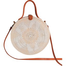 DUA grote witte ronde rieten bali tas clutch big white round bag 25 cm
