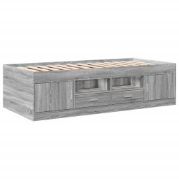 vidaXL Slaapbank met lades zonder matras 90x200 cm grijs sonoma eiken