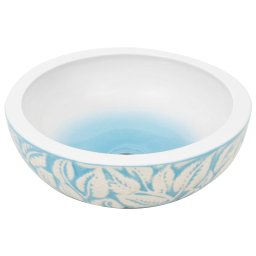 vidaXL Opzetwasbak rond Φ41x14 cm keramiek wit en blauw