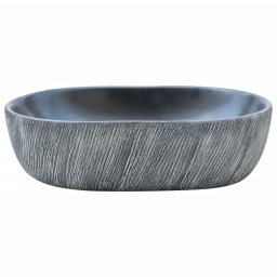 vidaXL Opzetwasbak ovaal 47x33x13 cm keramiek zwart en grijs