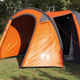 vidaXL Koepeltent Koepel met dak Grijs en Oranje 384 x 254 x 170 cm