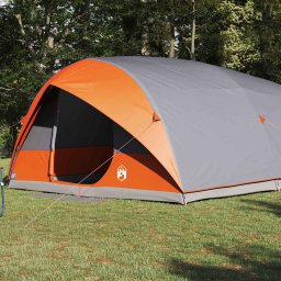 vidaXL Tunnel tent 10-persoons Waterdicht Grijs en Oranje taft