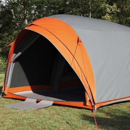 vidaXL Tunnel tent 6-persoons Waterdicht Grijs en Oranje taft