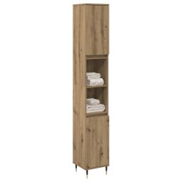 vidaXL Badkamerkast 30x30x190 cm bewerkt hout artisanaal eikenkleurig
