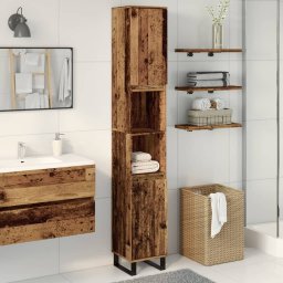 vidaXL Badkamerkast 30x30x190 cm bewerkt hout oud houtkleurig