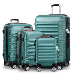Reiskoffers Groen 4-delig ABS met gratis accessoires