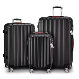 Reiskoffers Zwart 3-delig ABS met gratis accessoires