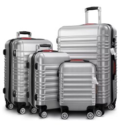 Reiskoffers Zilver 4-delig ABS met gratis accessoires