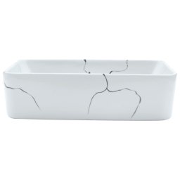 vidaXL Opzetwasbak rechthoekig 46x35,5x13 cm keramiek wit