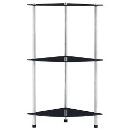 vidaXL Kastje 3-laags 30x30x67 cm gehard glas zwart